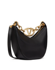 Valentino Garavani Black Leather Mini Hobo Vlogo Shoulder Bag