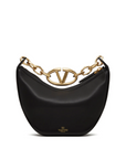 Valentino Garavani Black Leather Mini Hobo Vlogo Shoulder Bag