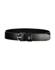 Tommy Hilfiger Chic Black Leather Belt with Metal Buckle