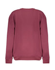 Cavalli Class Purple Fleece Crew Neck Sweatshirt with Logo Print