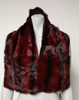 Dolce & Gabbana Black Red Stripe Fur Shawl Neck Wrap Scarf