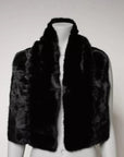 Dolce & Gabbana Black Fur Shawl Neck Wrap Cover Collar Scarf