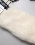 Dolce & Gabbana White Mink Fur Collar Women Neck Wrap Scarf
