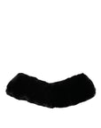 Dolce & Gabbana Black Lamb Fur Collar Women Neck Wrap Scarf