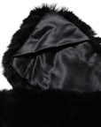 Dolce & Gabbana Black Lamb Fur Collar Women Neck Wrap Scarf