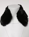 Dolce & Gabbana Black Lamb Fur Collar Women Neck Wrap Scarf