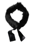 Dolce & Gabbana Black Fur Shoulder Collar Wrap Shawl Scarf