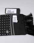 Dolce & Gabbana Black White Polka Dotted Silk Skinny Fringes Scarf