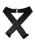 Dolce & Gabbana Black Floral Jacquard Skinny Fringes Scarf