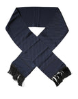Dolce & Gabbana Dark Blue Fantasy Fringes Neck Wrap Scarf