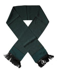 Dolce & Gabbana Dark Green Fantasy Fringes Neck Wrap Scarf