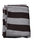 Dolce & Gabbana Black Gray Stripes Wool Neck Wrap Scarf
