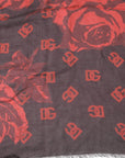 Dolce & Gabbana Black Red Floral Modal Wrap Shawl Scarf
