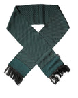 Dolce & Gabbana Dark Green Fantasy Fringes Neck Wrap Scarf