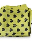 Dolce & Gabbana Yellow Hearts Silk Square Bandana Scarf