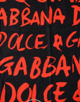 Dolce & Gabbana Black Red Logo Print Cotton Beach Towel