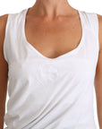 Cavalli Elegant White Tie Back Tank Top Tee