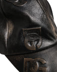 Dolce & Gabbana Brown Leather Logo Monogram Baseball Cap