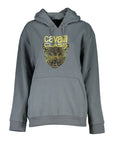 Cavalli Class Sleek Gray Fleece Hooded Sweatshirt
