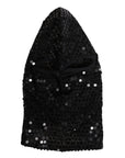 Dolce & Gabbana Black Sequined Nylon Ski Mask Balaclava Hat