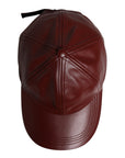 Dolce & Gabbana Maroon Leather 6 Panels Baseball Cap