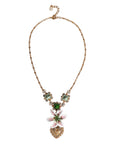 Dolce & Gabbana Gold Brass Lily Crystal Sacred Heart Pendant Necklace