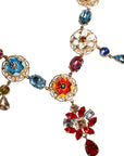 Dolce & Gabbana Gold Brass Chain Floral Sicily Charms Statement Necklace