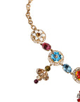 Dolce & Gabbana Gold Brass Chain Floral Sicily Charms Statement Necklace