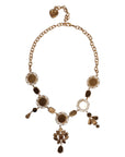 Dolce & Gabbana Gold Brass Chain Floral Sicily Charms Statement Necklace