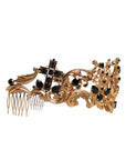 Dolce & Gabbana Gold Tone Brass Cross Crystal Embellished Crown Tiara