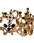 Dolce & Gabbana Gold Tone Brass Cross Crystal Embellished Crown Tiara