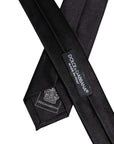 Dolce & Gabbana Black Solid Silk Adjustable Necktie Tie