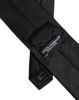 Dolce & Gabbana Black Solid Silk Adjustable Necktie Tie