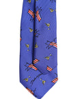 Dolce & Gabbana Blue Cocktail Print Silk Adjustable Necktie Tie