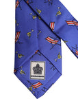 Dolce & Gabbana Blue Cocktail Print Silk Adjustable Necktie Tie