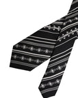 Dolce & Gabbana Black White Stripes Silk Adjustable Necktie Tie