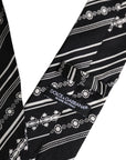 Dolce & Gabbana Black White Stripes Silk Adjustable Necktie Tie