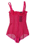 Dolce & Gabbana Fuchsia Tulle Balconette Bra Bodysuit Underwear