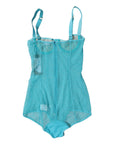 Dolce & Gabbana Blue Tulle Balconette Bra Bodysuit Underwear