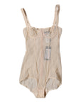 Dolce & Gabbana Beige Tulle Balconette Bra Bodysuit Underwear