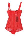 Dolce & Gabbana Red Tulle Balconette Bra Bodysuit Underwear