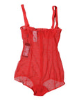 Dolce & Gabbana Red Tulle Balconette Bra Bodysuit Underwear
