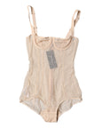 Dolce & Gabbana Beige Tulle Balconette Bra Bodysuit Underwear