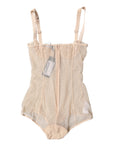 Dolce & Gabbana Beige Tulle Balconette Bra Bodysuit Underwear