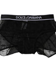 Dolce & Gabbana Black Tulle Nylon Mid Waist Panty Underwear