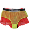 Dolce & Gabbana Red Yellow Tulle Mid Waist Panty Underwear