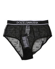 Dolce & Gabbana Black Tulle Nylon Mid Waist Panty Underwear