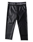 Dolce & Gabbana Black Logo Nylon Cropped Tights Pants Underwear