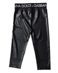 Dolce & Gabbana Black Logo Nylon Cropped Tights Pants Underwear