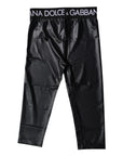 Dolce & Gabbana Black Logo Nylon Cropped Tights Pants Underwear